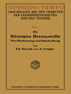 cover image of Die Flüssigen Brennstoffe